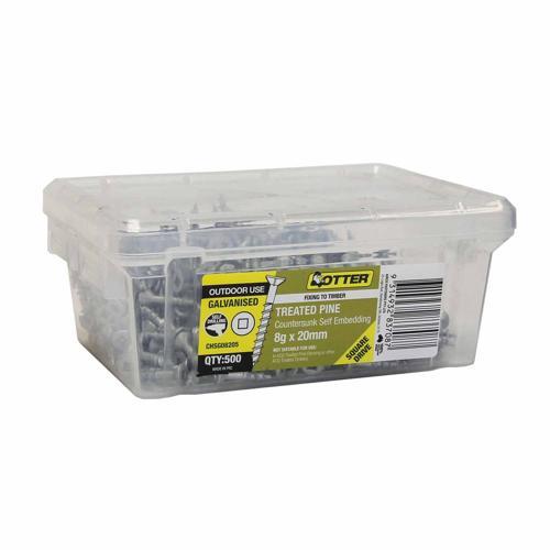 Otter Treated Pine Screws 8g X 20mm Pack of 500 Galvanised