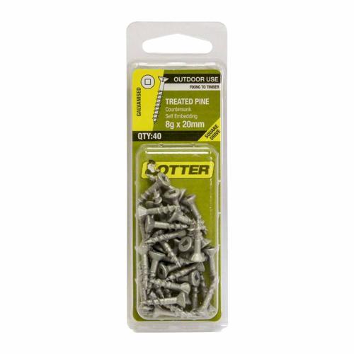 Otter Treated Pine Screws 8g X 20mm Pack of 40 Galvanised