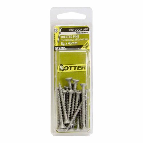 Otter Treated Pine Screws 8g X 45mm Pack of 22 Galvanised