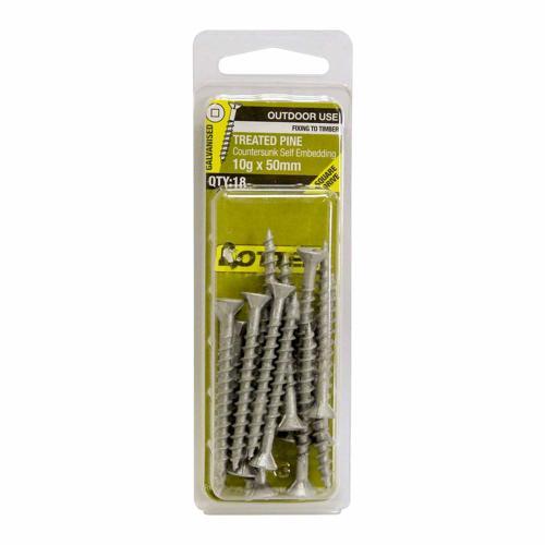 Otter Treated Pine Screws 10g X 50mm Pack of 18 Galvanised