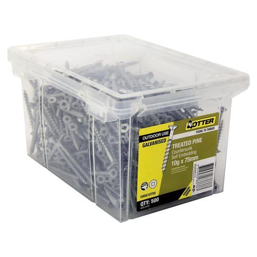 Otter Treated Pine Screws 10g X 75mm Pack of 500 Galvanised