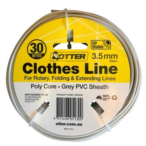Otter Clothesline Wire Steel Poly 3.5mm X 30m Grey