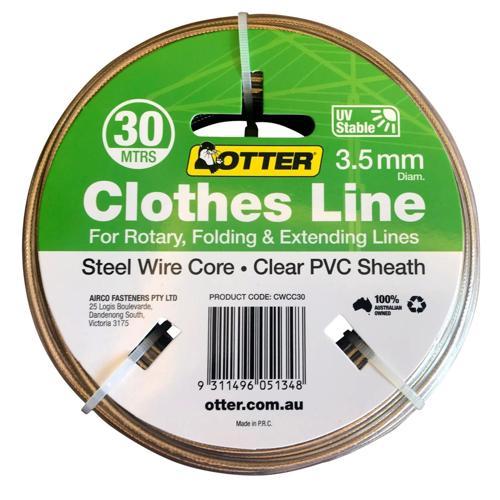 Otter Clothesline Wire Steel PVC 3.5mm X 30m Grey