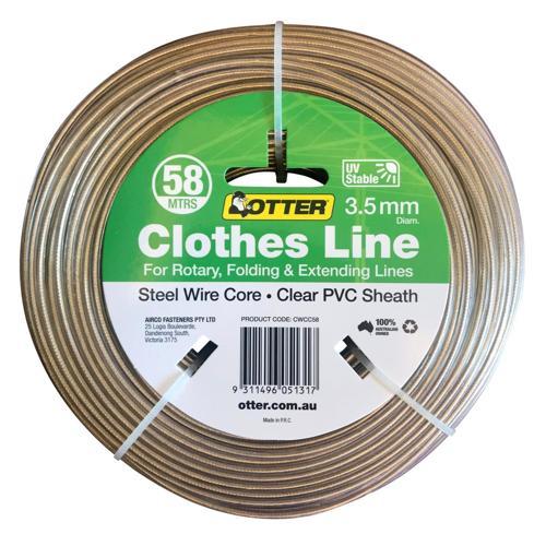 Otter Clothesline Wire Steel PVC 3.5m X 58m Clear