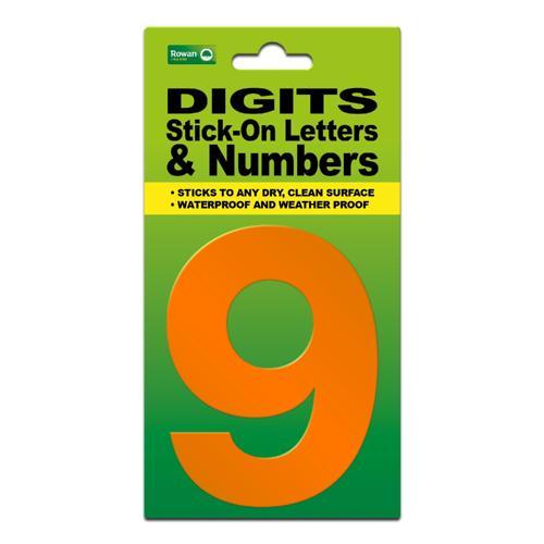 Classic Sign High Visibility Digit 80mm Orange 80mm-HV-ORAN-9