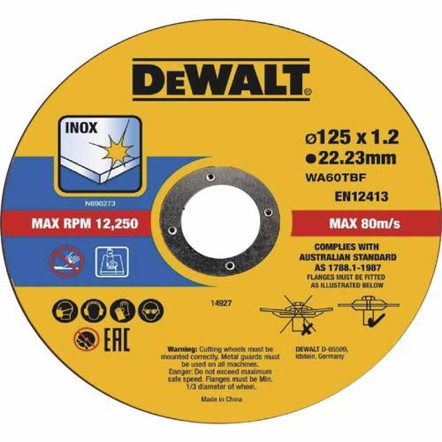 DeWALT Inox Cutting Disc 125 X 1.2 X 22.23mm Pack of 10
