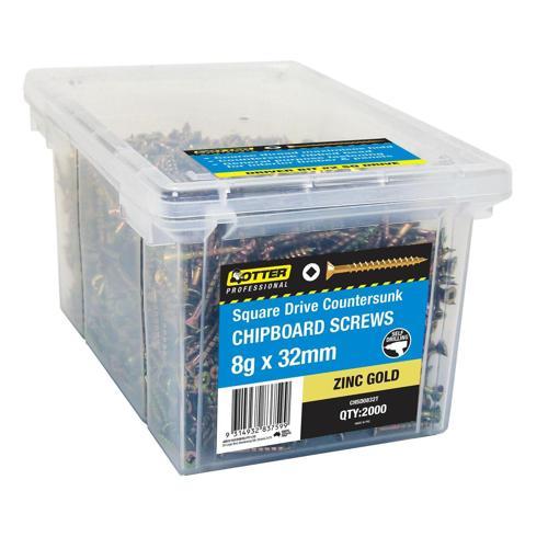 Otter Chipboard Screws 8g X 32mm Pack of 2000 Zinc Gold Plated