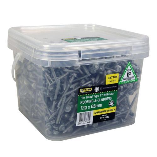 Otter Roofing & Cladding Timber Screws 12g X 65mm Pack of 1000 Galvanised