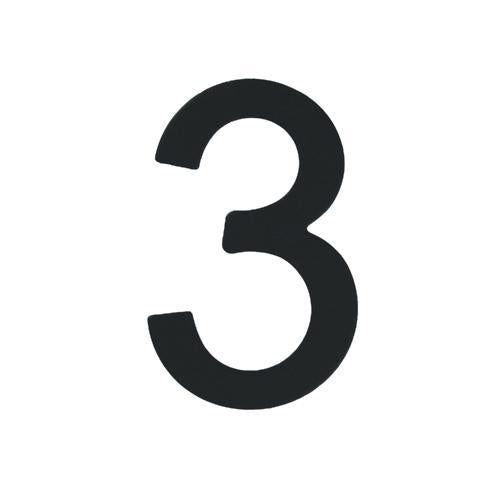 Elements Hardware Self-Adhesive Numeral #3 76mm Electroplate Black