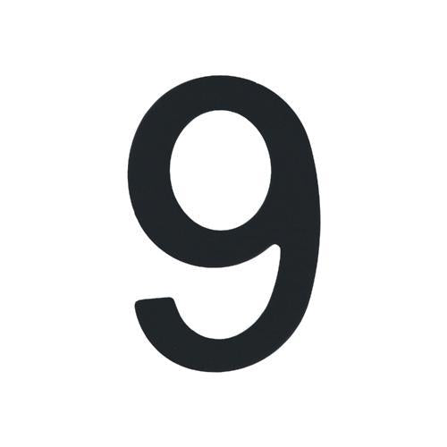 Elements Hardware Self-Adhesive Numeral #9 76mm Electroplate Black