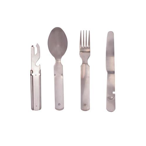 Kiwi Camping Lightweight Cutlery Set 4 Piece Silver
