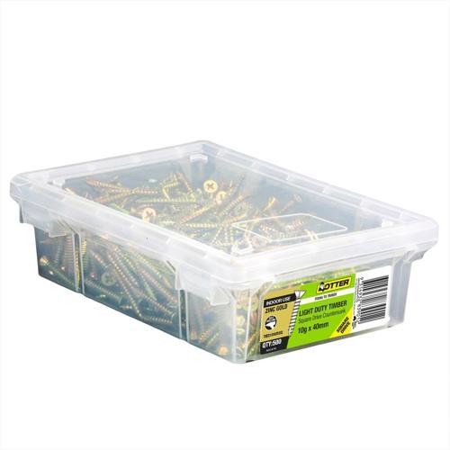 Otter Light Duty Timber Screws 10g X 40mm Pack of 500 Zinc Gold Plated