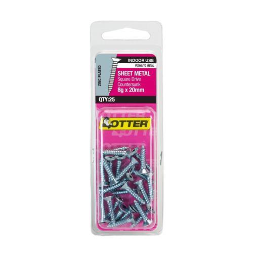 Otter Sheet Metal Screws 8g X 20mm Pack of 25 Zinc Plated