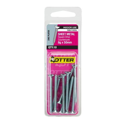 Otter Sheet Metal Screws 8g X 50mm Pack of 10 Zinc Plated