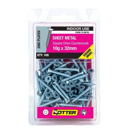 Otter Sheet Metal Screws 10g X 32mm Pack of 100 Zinc Plated SECZ10323SQ