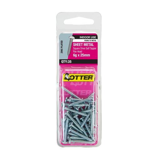 Otter Sheet Metal Screws 6g X 25mm Pack of 35 Zinc Plated