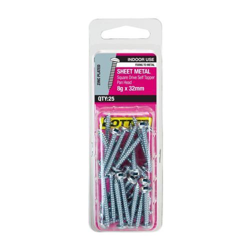 Otter Sheet Metal Screws 8g X 32mm Pack of 25 Zinc Plated