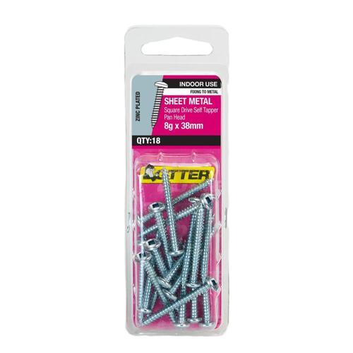 Otter Sheet Metal Screws 8g X 38mm Pack of 18 Zinc Plated