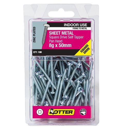 Otter Sheet Metal Screws 8g X 50mm Pack of 100 Zinc Plated