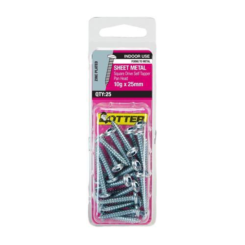 Otter Sheet Metal Screws 10g X 25mm Pack of 25 Zinc Plated