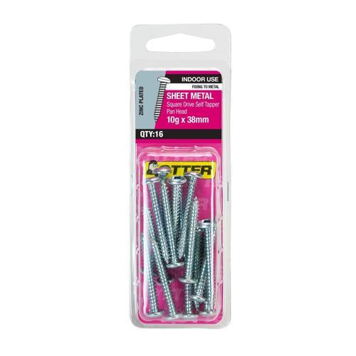 Otter Sheet Metal Screws 10g X 38mm Pack of 16 Zinc Plated