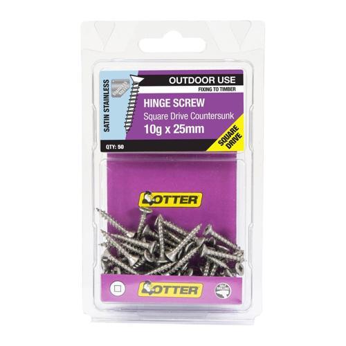 Otter Hinge Screws 10g X 25mm Pack of 50 Stainless Steel HISS10252SQ