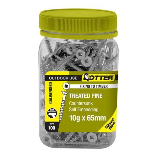 Otter Treated Pine Screws 10g X 65mm Pack of 100 Galvanised CHSG1065JN