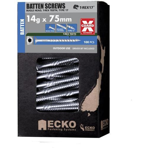 Ecko T-REX17 Batten Screws OutDoor XGuard 14g X 75mm Pack of 100