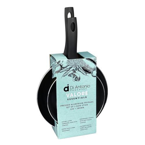 Di Antonio Frypan 2 Piece Set 220mm 280mm Black Pack of 2