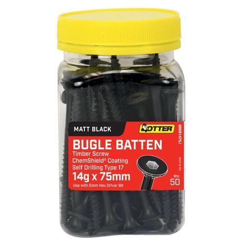Otter Light Duty Timber Screws 14g X 75mm Pack of 50 ChemShield Black