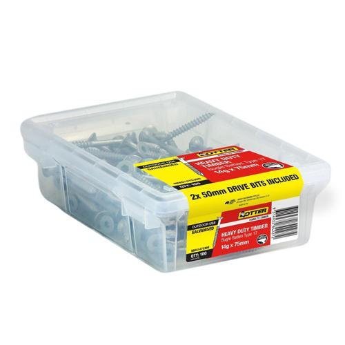 Otter Heavy Duty Timber Screws 14g X 75mm Pack of 100 Galvanised