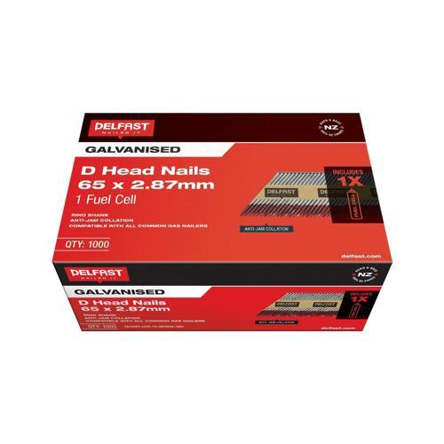 Delfast D Head Collated Nails With Fuel Cell 65 X 2.87mm Galvanised