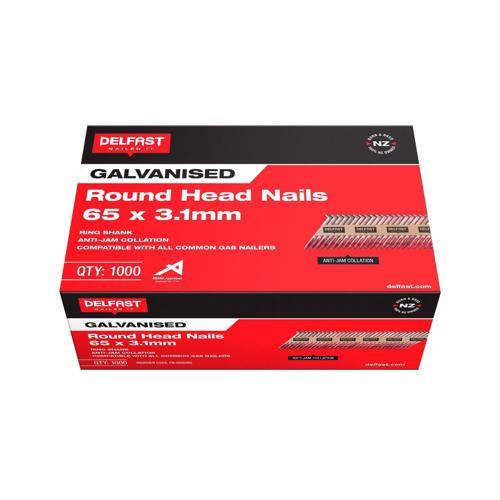 Delfast Round Head Collated Nails 65 X 3.1mm Galvanised Pack of 1 000