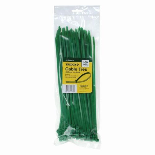 CABLE TIE GREEN 300 X 4.8mm 100 PACK