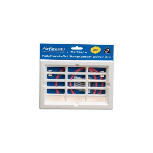 Airflo Heritage Plastic Foundation Vent / Ducting Connector 225mm 150mm White