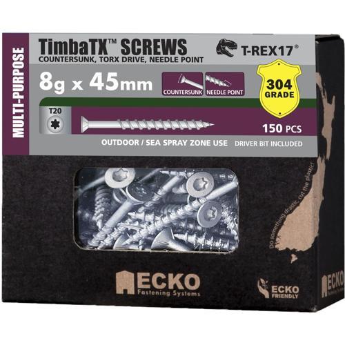 Ecko Timba TX TimbaTX Multi-Purpose Screws 8g-10 X 45mm Pack of 150 304