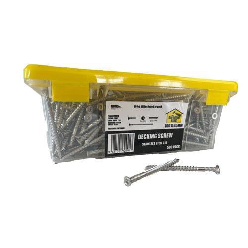 Building King 316 Stainless Steel Decking Screws 65mm X 10g Pack of 500