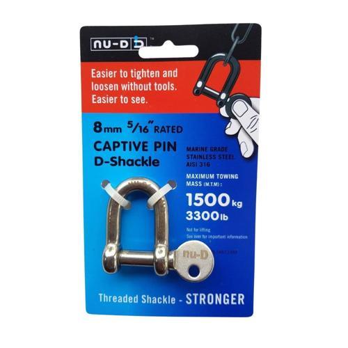 NU-D D Shakle 8mm 1500kg Stainless Steel 316