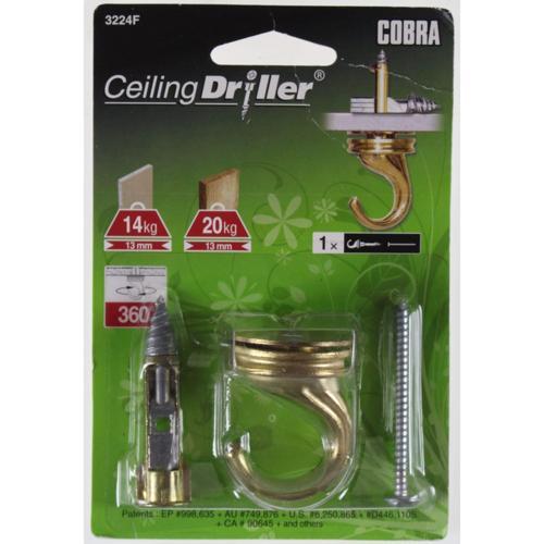 Cobra Ceiling Hook 40mm 30mm Brass Finish