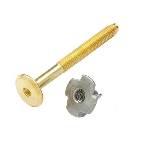Hafele Joint Connector Bolt With T-Nut M6x60mm Brass Pack of 10