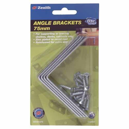 Zenith Angle Bracket 75mm Zinc Plated