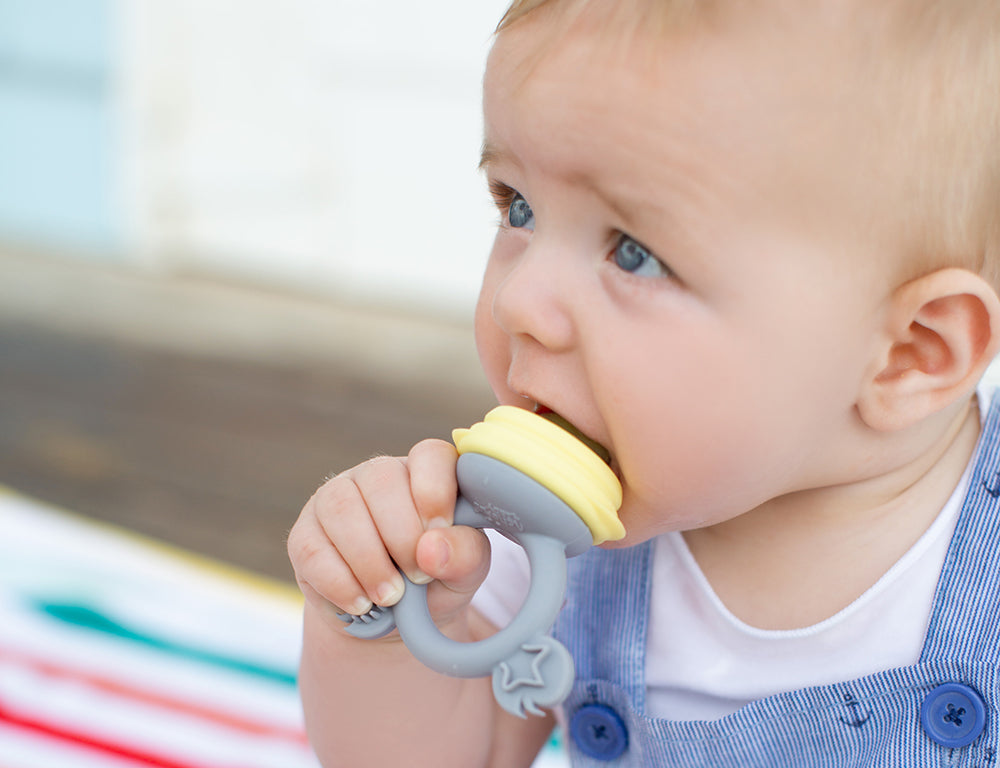 Cherub Silicone Fresh Food Feeder & Teether - Lemon & Grey