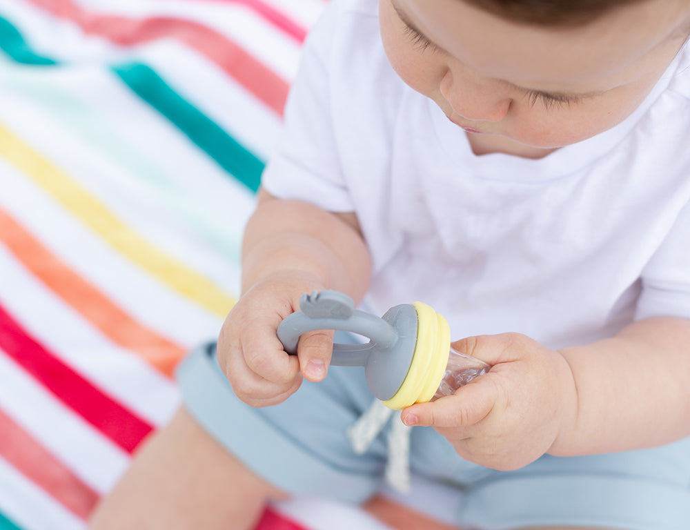 Cherub Silicone Fresh Food Feeder & Teether - Lemon & Grey