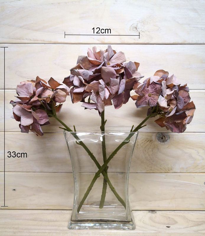 Artificial Hydrangea - Dry Look Cut Stem Coffee (33cm)