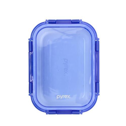 Pyrex Lock N Store Rectangle Container with Blue Lid 640ml