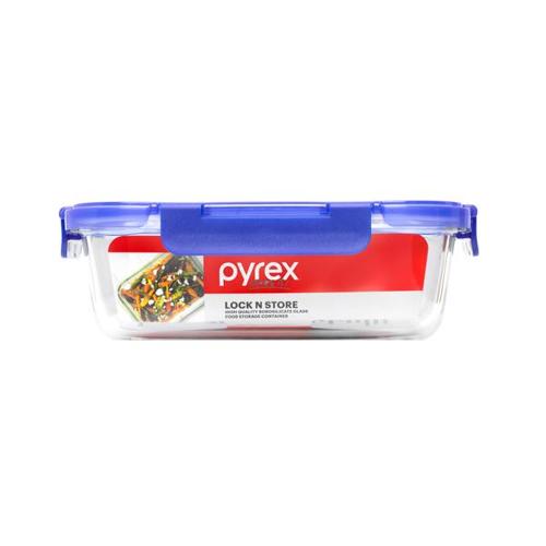Pyrex Lock N Store Rectangle Container with Blue Lid 1.05L