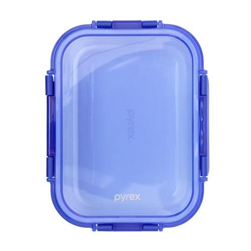Pyrex Lock N Store Rectangle Container with Blue Lid 1.05L