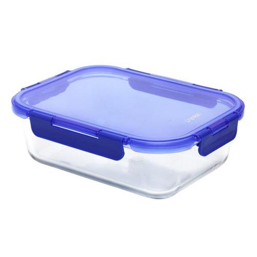 Pyrex Lock N Store Rectangle Container with Blue Lid 1.52L