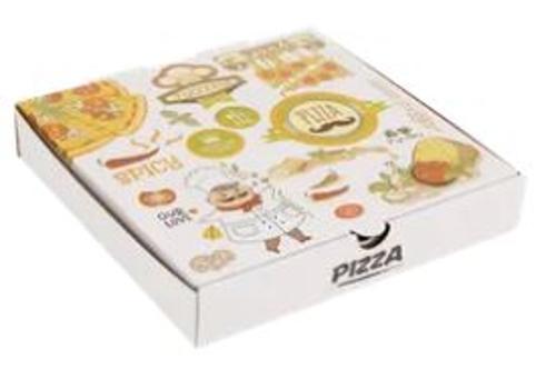 Boxes Pizza 254x254x45mm 10" Printed White Pack of 50 - Asapac
