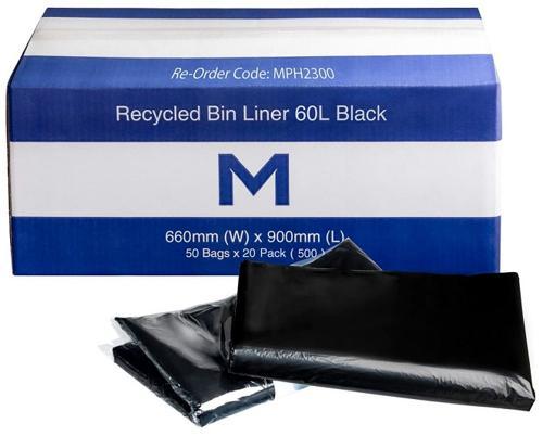 Bin Liners Recycled 60L Pack of 500 - Matthews